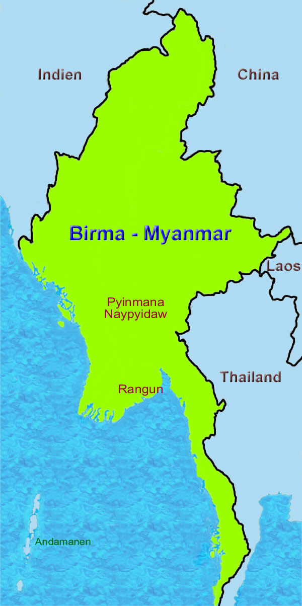 Birma, Myanmar Nachbarland Thailand