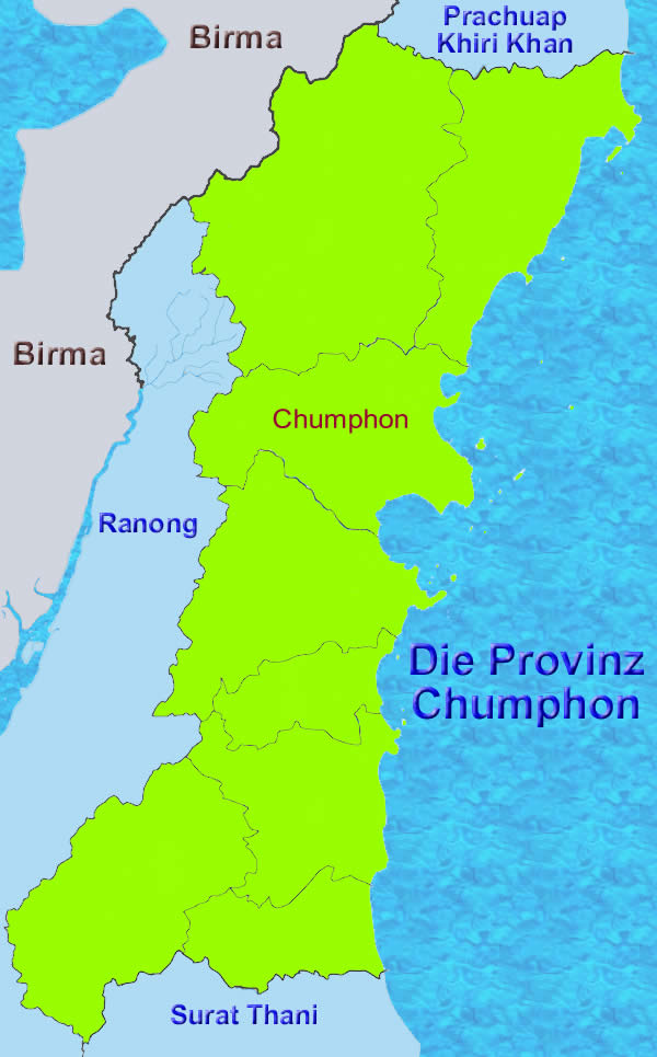 Chumphon Provinz in Thailand Karte