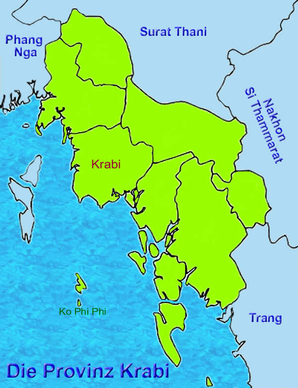 Krabi Provinz in Thailand Karte