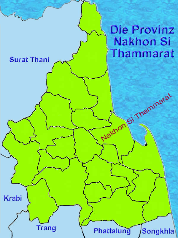 Nakhon Si Thammarat Provinz in Thailand Karte