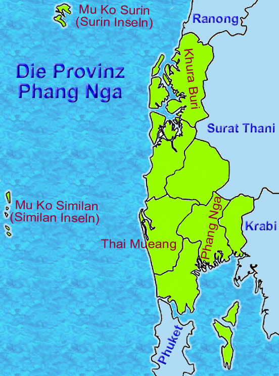 Phang Nga Provinz in Thailand Karte