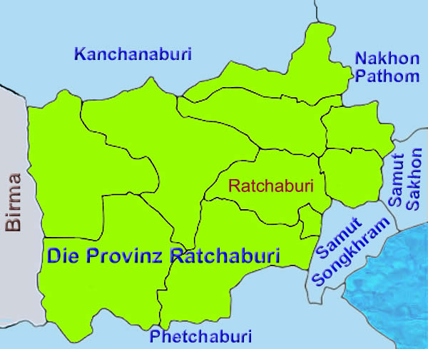 Ratchaburi Provinz in Thailand Karte