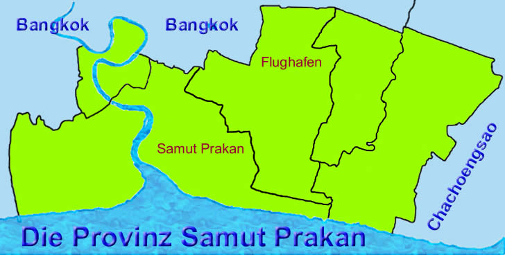 Samut Prakan Provinz in Thailand Karte