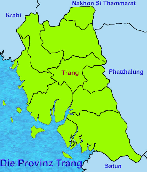 Trang Provinz in Thailand Karte